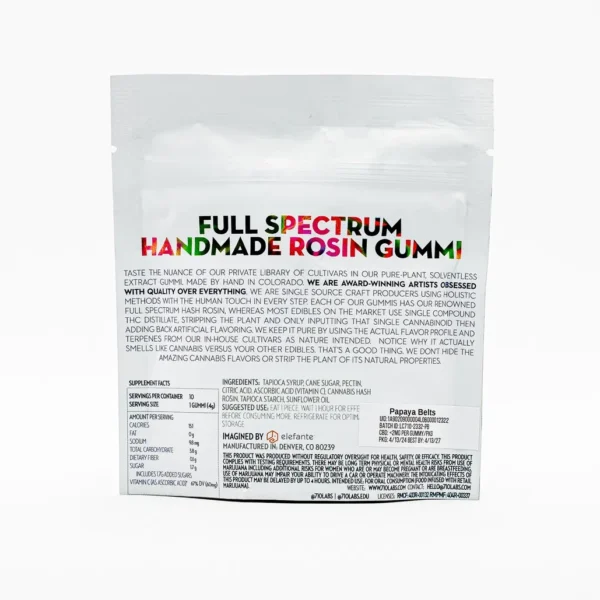 Papaya-Belts-710-Labs-Hash-Rosin-100mg-THC Gomitas 710 Labs (Hash Rosin) 100mg THC